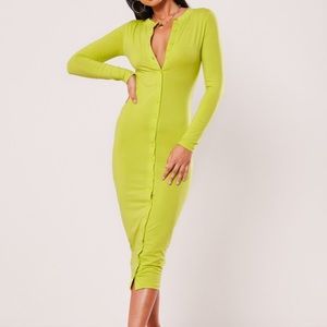 *New* Lime green buttoned bodycon Dress